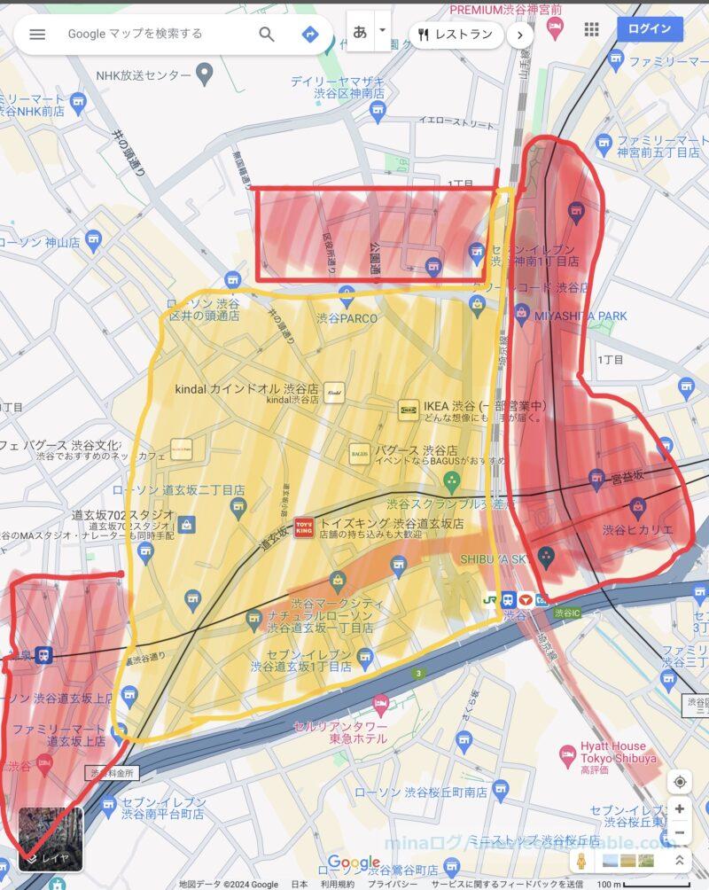 渋谷路上喫煙禁止区域　地図